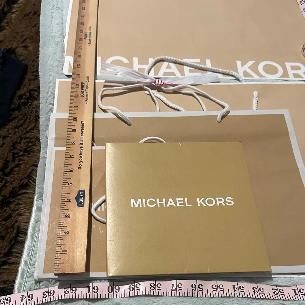 6 Michael Kors Beige and White Bags & One Box